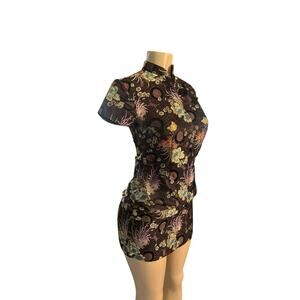 Women 4 Daniel & Rebecca Asian Print Mini Dress Black Party Cocktail
